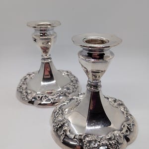 Vintage Silver plated Pair of Candle holders with Grapevine Border