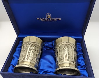 Vintage Pair of Collectible Tumasek Pewter - Wine Cups - Glasses