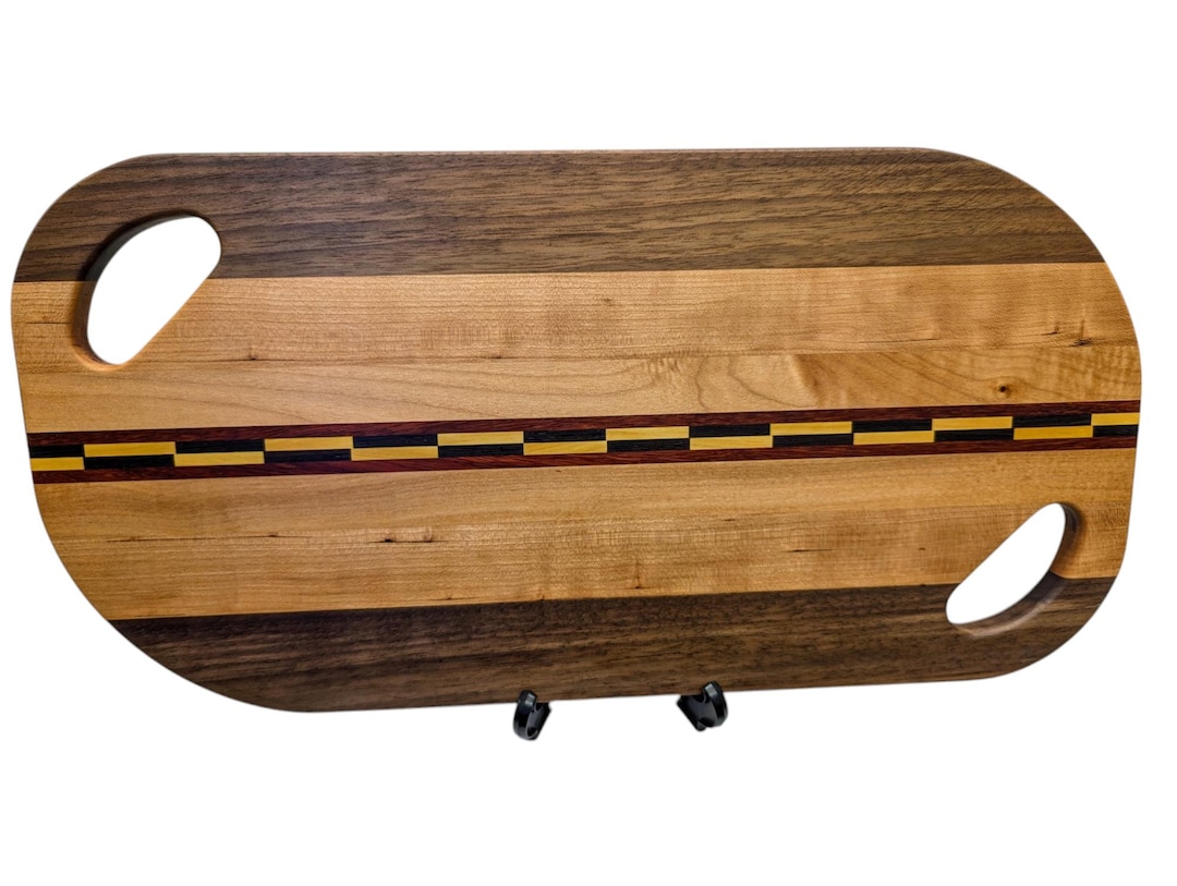 Exquisite Handmade Charcuterie Board Featuring Exotic Hardwood Accents ...