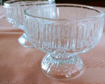 70's Vintage Ice Sculptured Footed Dishes - Set of 2 Scandinavian style bowls