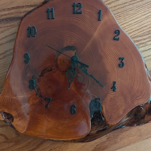 Gorgeous Vintage Large Dark Live Edge Hardwood Burl Wall Clock