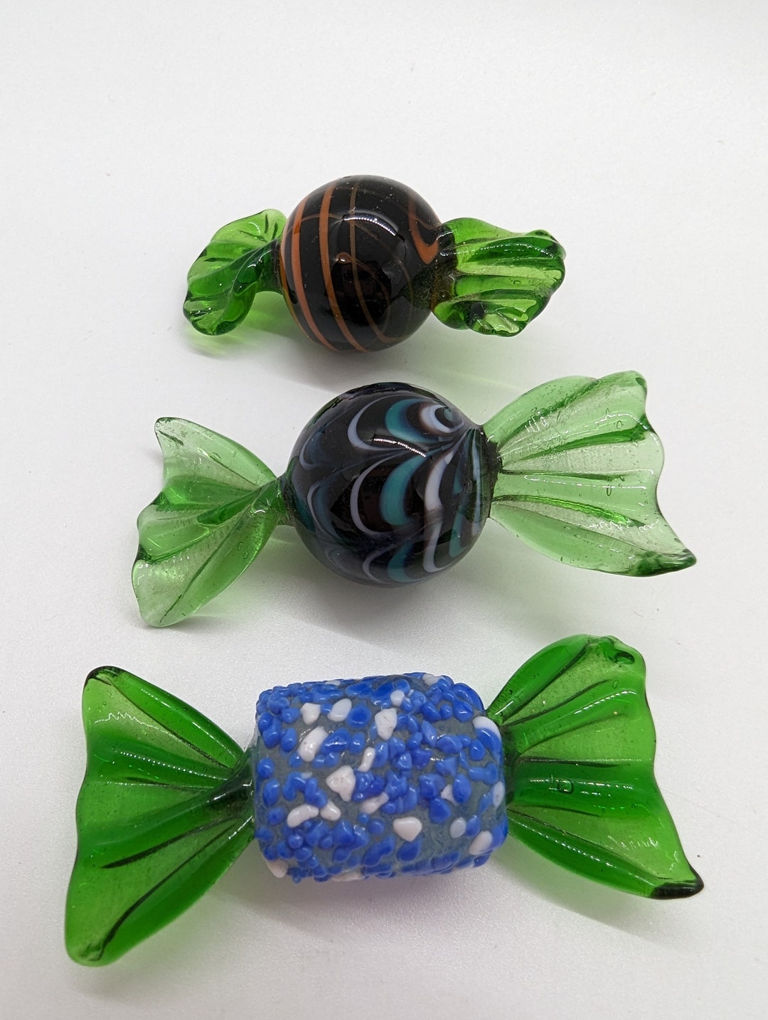 Murano Style Hand Blown Glass Candy Christmas Ornaments Etsy