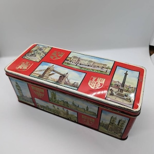 Vintage English Rectangular Cookie Tin - Biscuit tin