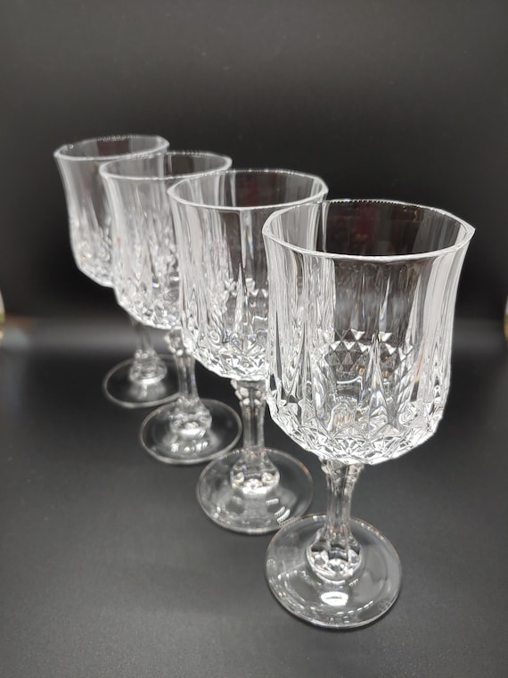 Vintage Cristal D'arques Wine Glasses Set of 4, Longchamp 24% Lead Crystal  Made in France Excellent Condition 