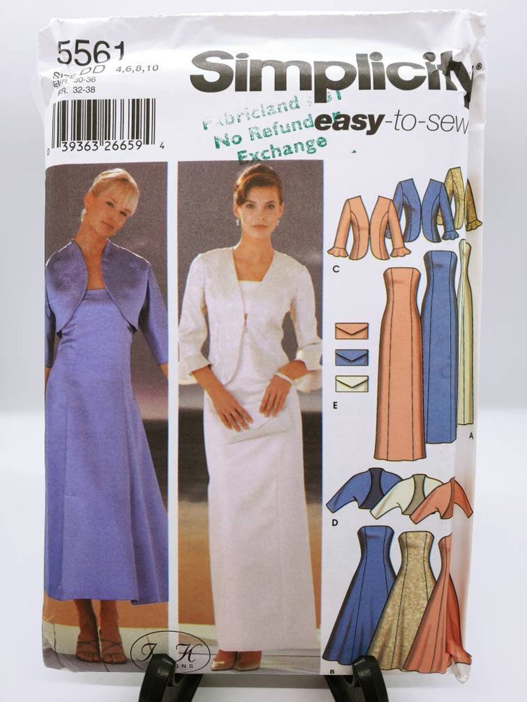 2003 Simplicity 5561 Elegant Easy to Sew Formal Dress Jacket 