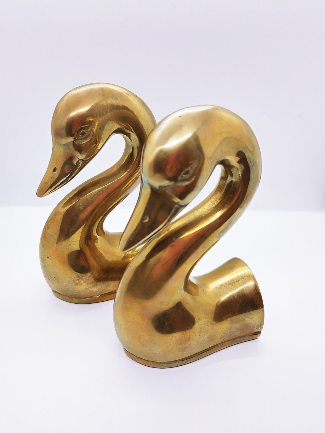 Vintage Brass Swan Bookends, Midcentury Decor, Vintage Brass Etsy