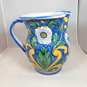 Spectacular Vintage Italian Migliore Caltagirone Art Pottery Jug