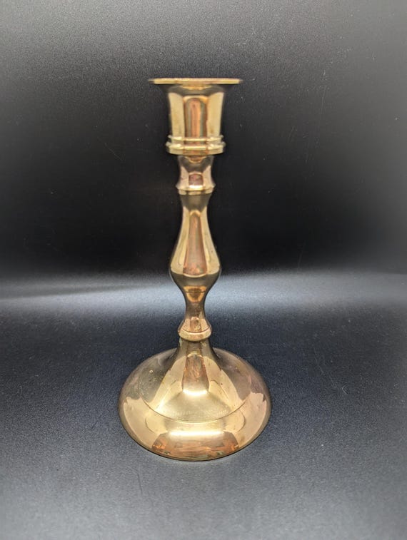 滑らかなラインのヴィンテージ真鍮キャンドルホルダー - 真鍮