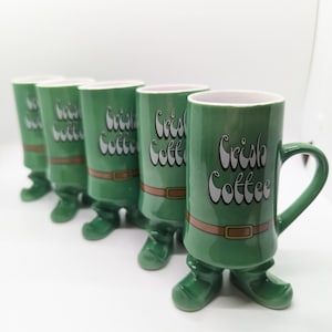 Vintage Leprechaun Irish Coffee Mugs - Set of 5
