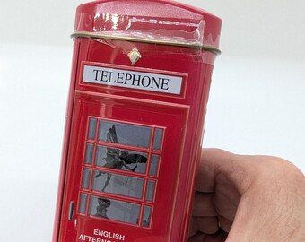 ロンドン電話ボックス貯金箱（紅茶入り缶入り） - 英語 - Etsy 日本