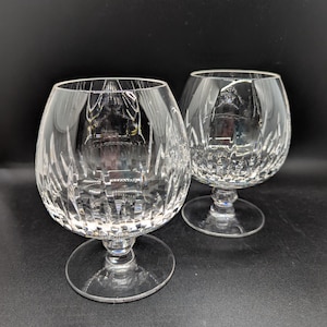 Mid Century Heavy Crystal Brandy Glasses - Set of 2