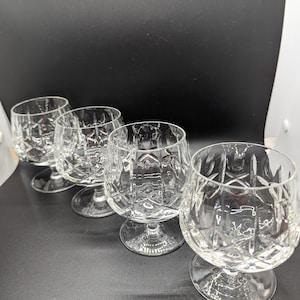 Mid Century Heavy Crystal Brandy Glasses - Set of 4