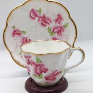 Vintage Salisbury Sweet Pea Cup and Saucer - Salisbury Bone China Made in England