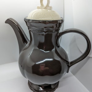 RARE Vintage large Mikasa Italian Terrace Coffee Pot - Dark Brown and Oatmeal coloured
