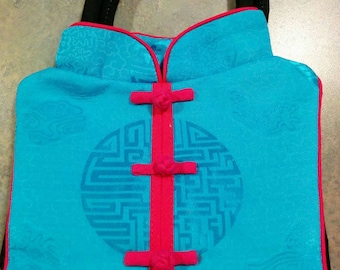 Small Turquoise Chinese Silk Handbag