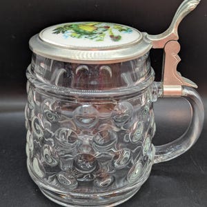 German BMF Hob Knob Glass Stein with Fancy Pewter Lid