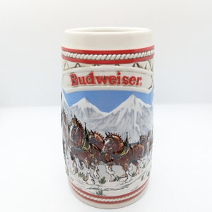 1985 A Series Anheuser Busch BUDWEISER Ceramarte CLYDESDALE Holiday Beer Stein