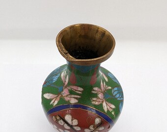 小さな七宝焼き真鍮花瓶 - 不完全 - Etsy 日本