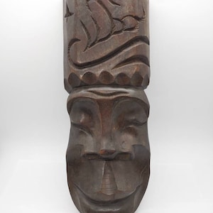 Hand Carved Polynesian Wood Wall Art Mask