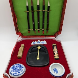 Vintage Chinesisches Kalligraphie Set