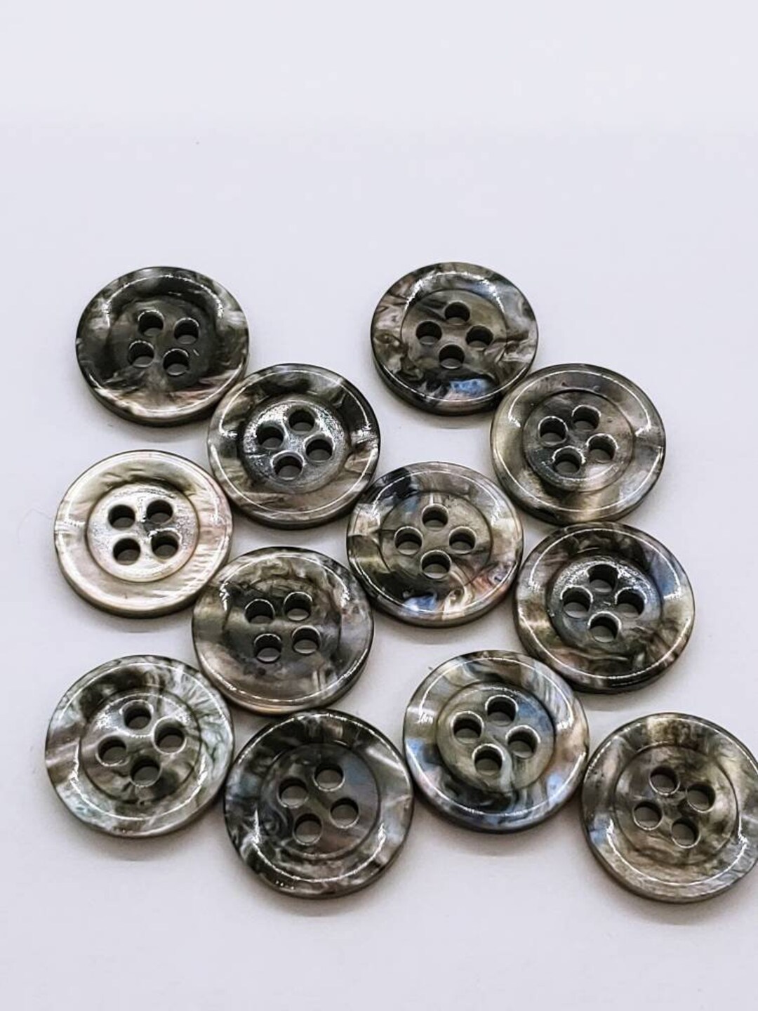 Vintage Gold Rimmed Plastic Pearl Buttons 3/4 inch (12 pcs)