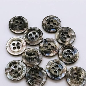 Lot of 12 - 14mm Faux Mother of Pearl Buttons - 4 hole