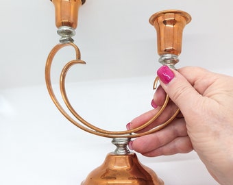 Vintage Venetian Copper Candelabra with Pewter accents.