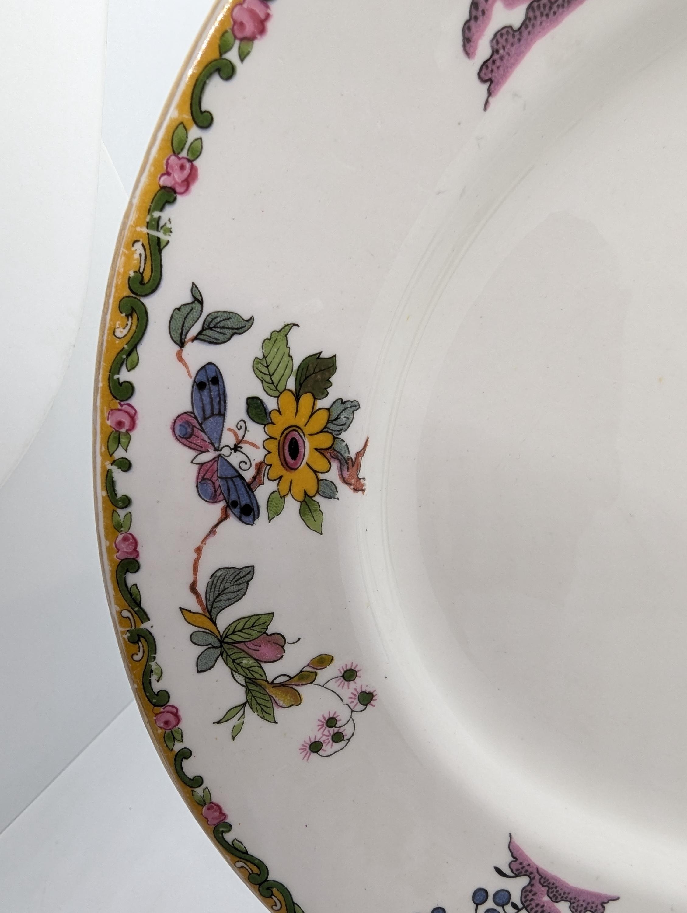 Antique Grafton Oval Serving Plate With Birds and Floral Border