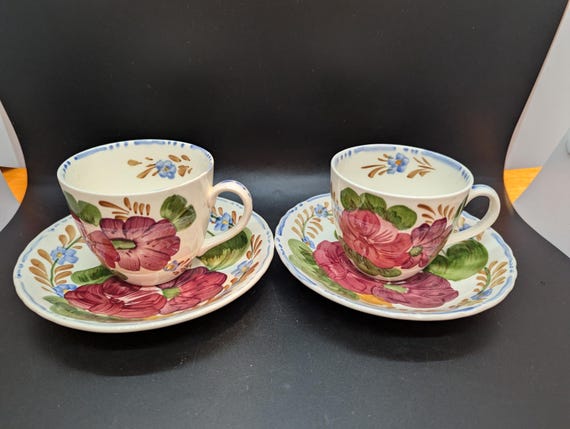 2 Vintage Simpsons Potters Belle Fiore Solian Ware Cup and Saucer