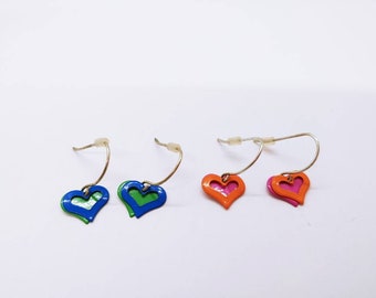 2 pairs of 90's Enameled Heart earrings