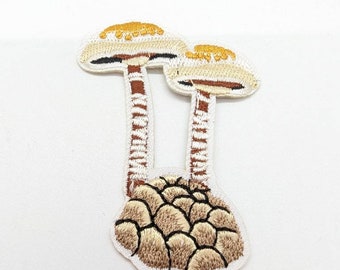 Sew On / Iron On Patch - Gold and Brown Mushrooms