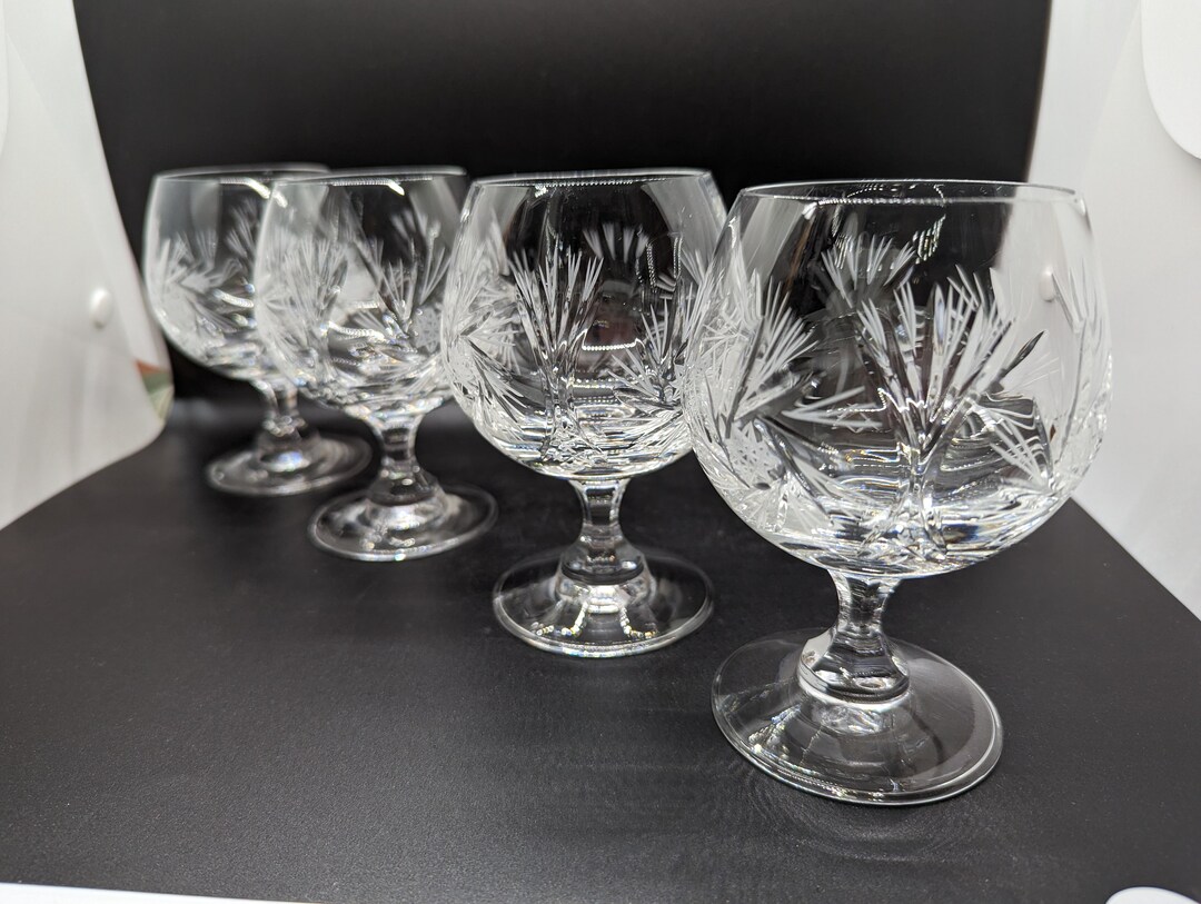 Mid Century Heavy Pinwheel Crystal Brandy Glasses Set of 4 Etsy