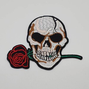 Sew On / Iron On Skull and Rose Patch
