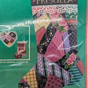 Vintage 1988 NIP Dimensions Needlepoint Kit - Crazy Quilt Stocking