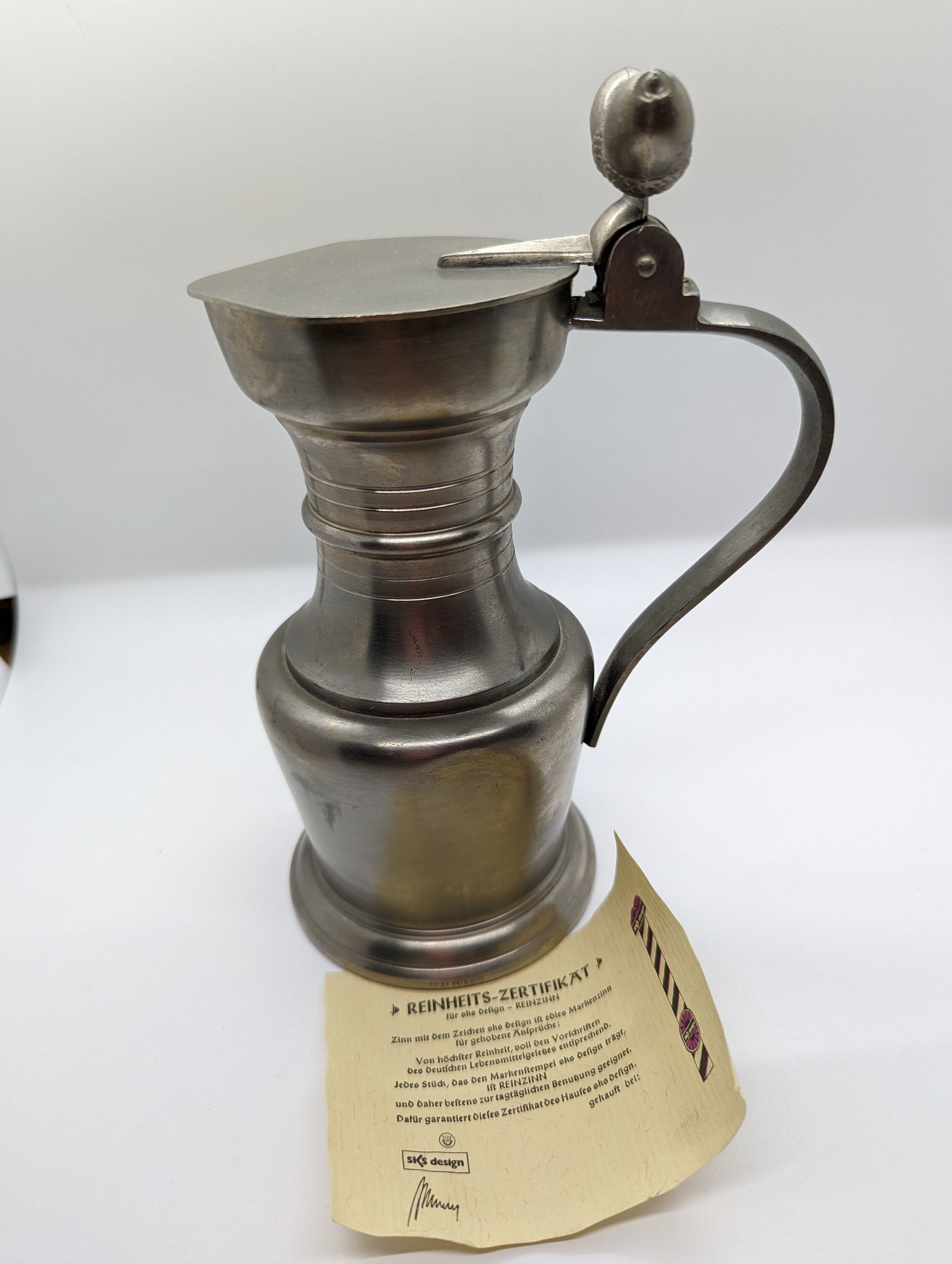 SKS Design Pewter Carafe With Lid - Acorns on Handle - Etsy