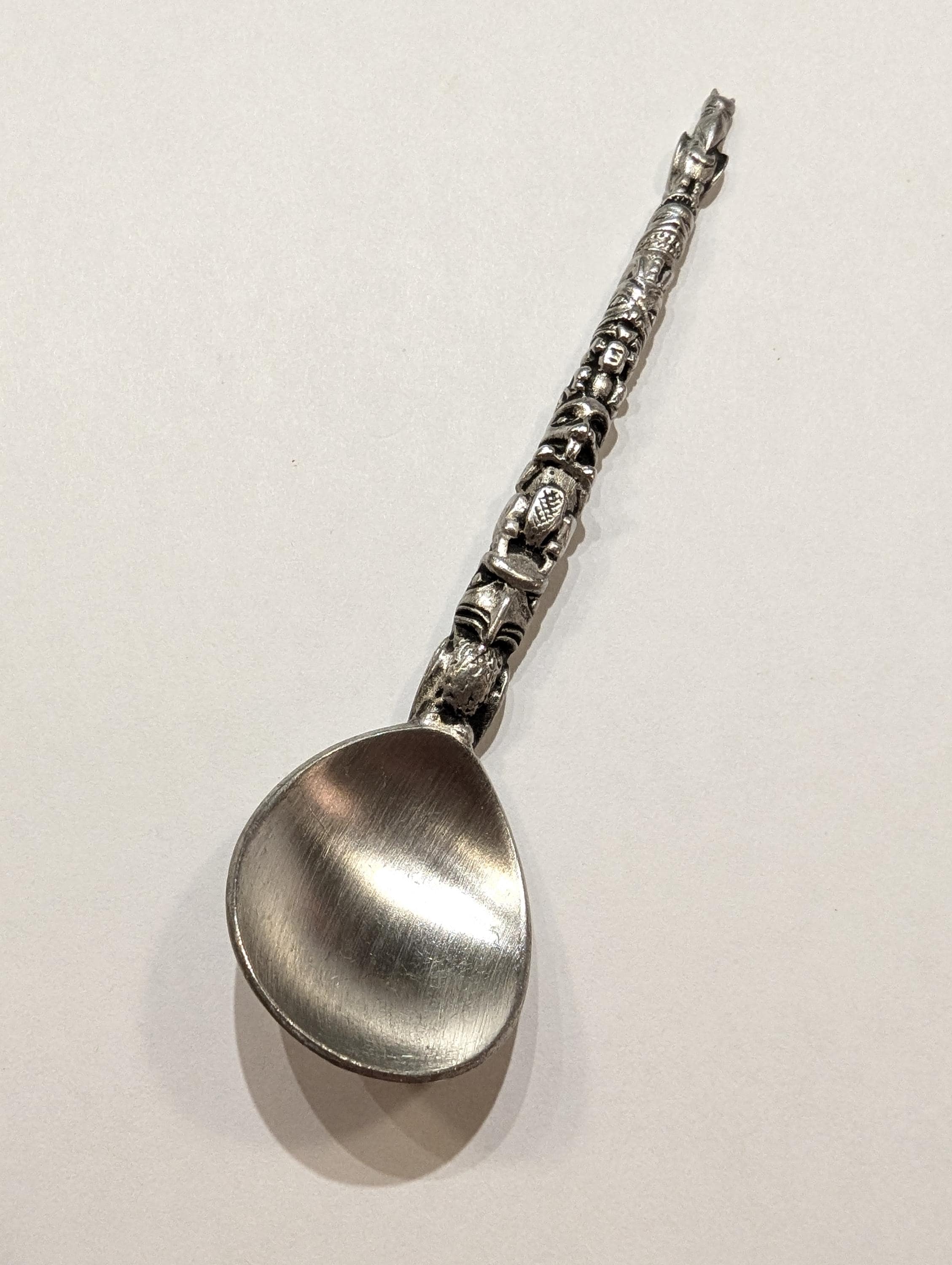 Vintage Pewter Souvenir Spoon, BOMA Canada Sculpted Totem Pole 