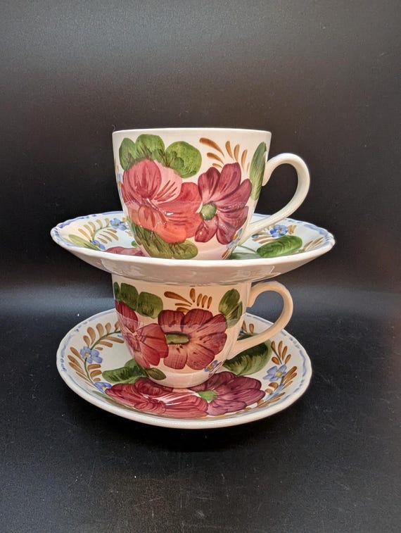 2 Vintage Simpsons Potters Belle Fiore Solian Ware Cup and Saucer