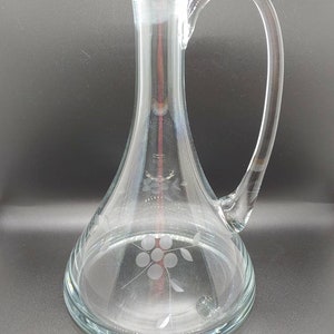 Elegant Mid Century Etched Glass Pitcher