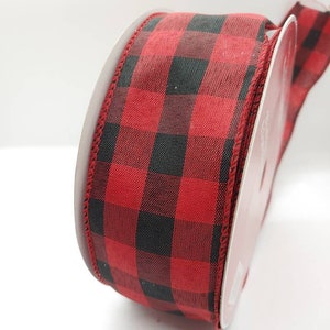 2.5&quot; Wired Ribbon - Red and Black Country Check - 75 Feet
