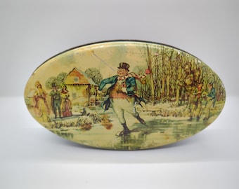 Vintage Riley's ovale toffeeblikje uit de jaren dertig - Charles Dickens-scène