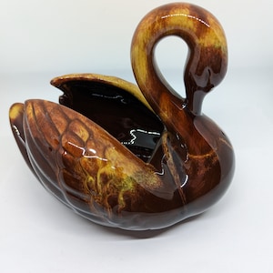 Blue Mountain Pottery Swan - 6" high Gold and Brown
