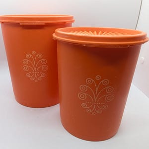 Retro Orange Tupperware Servalier Canisters - Set of 2
