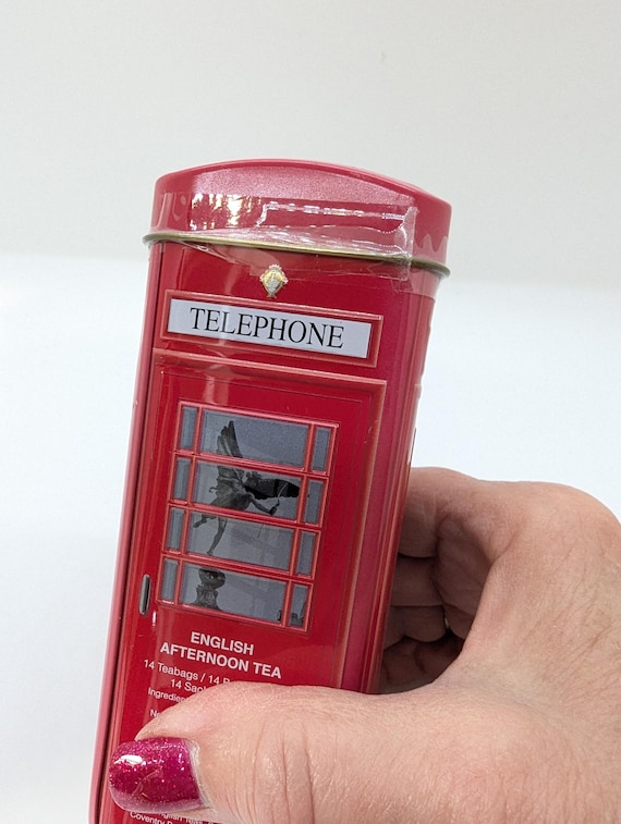 ロンドン電話ボックス貯金箱（紅茶入り缶入り） - 英語 - Etsy 日本