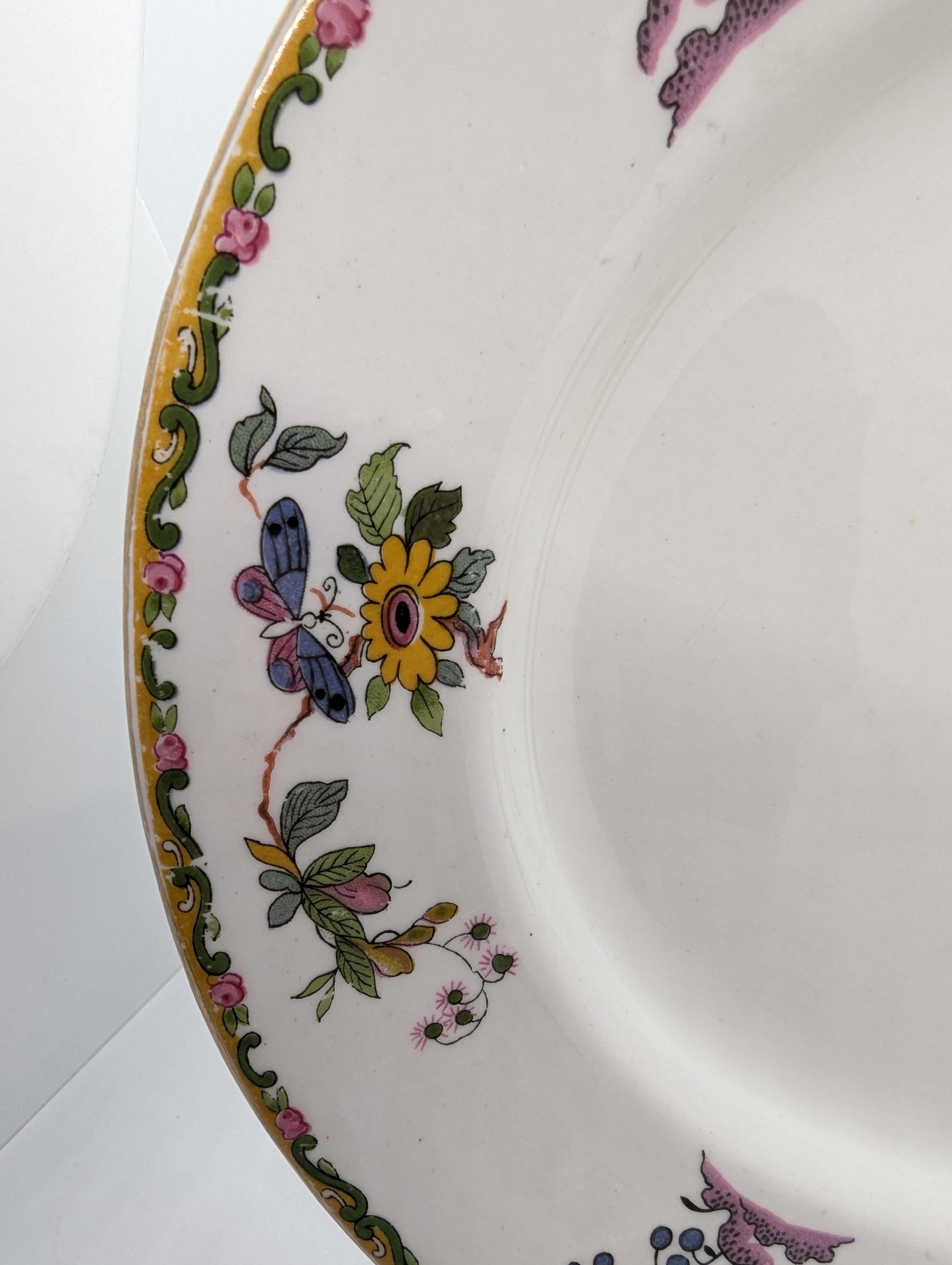 Antique Grafton Oval Serving Plate With Birds and Floral Border