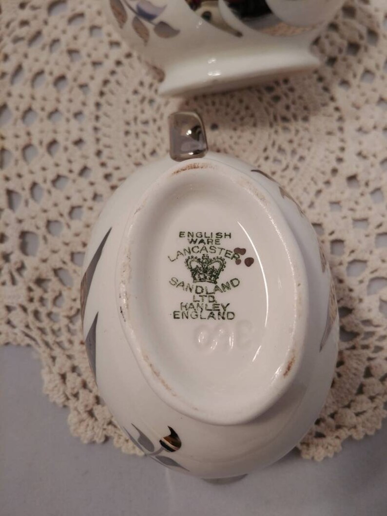 Vintage Sandland Ware Platinum Creamer and Sugar BowlLancaster Made in