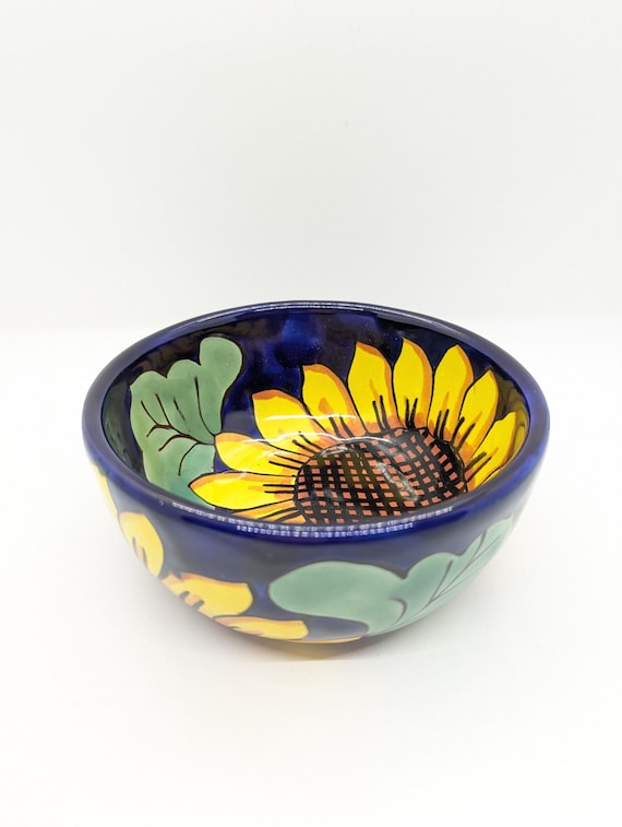 Vintage Mexican Talavera Folk Art Hand Painted Terra Cotta Bowl