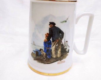 Vintage Norman Rockwell Seafarers Collection Mug, Looking Out To Sea Mug, Rockwell Tankard, Rockwell Collectible