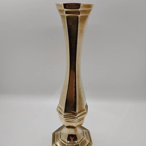Vintage Brass Vase with Hexagonal base