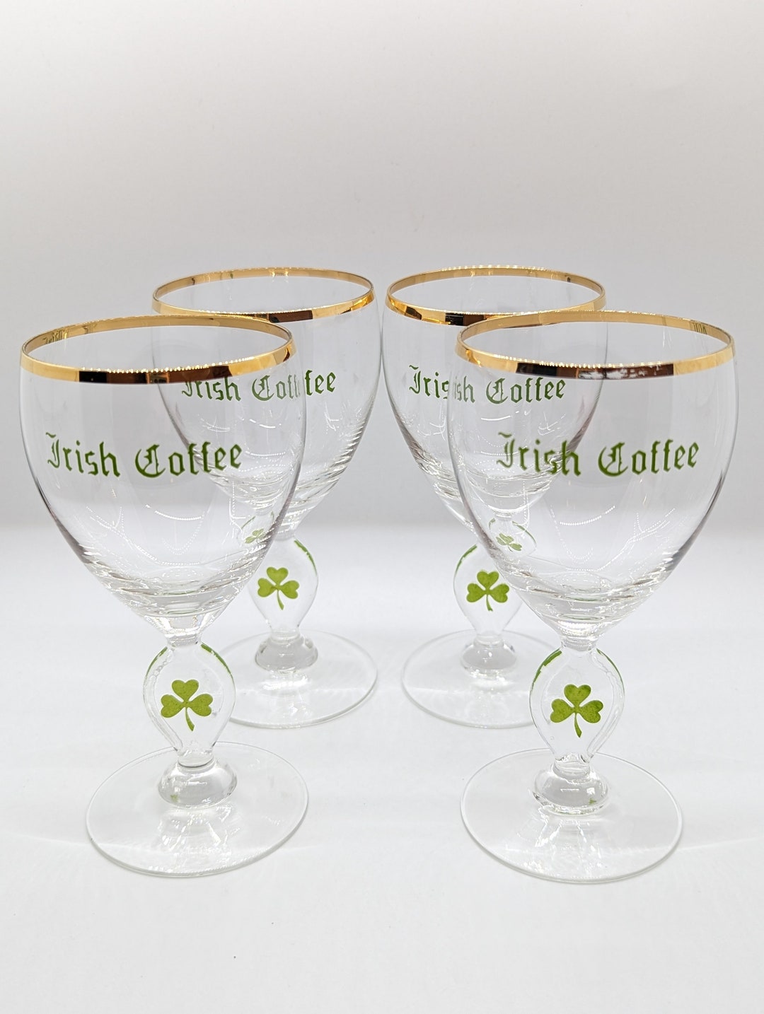 Irish Coffee Wine Glasses Gold Rim Wine Glass Shamrock Wine Etsy