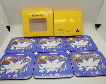 Set of 6 boxed Sydney Art coasters, Boxed set of Coasters